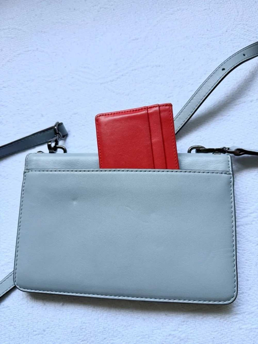 Michael Kors SLOAN Small Studded Leather Crossbody Bag Dusty Blue Gunmetal NWOT